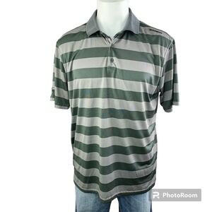 Boombah Mens Polo Shirt Size Large Gray Stripe Active Golf Athleisure